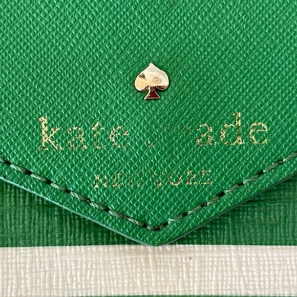 KATE SPADE Envelope Flap Green White Stripe Crossbody with Removable Str… - Picture 8 of 17